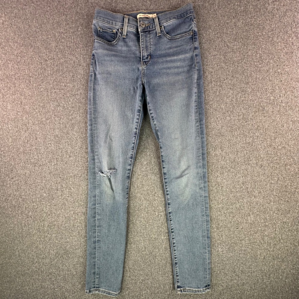 Levi's Jeans Womens 26 311 Shaping Skinny Blue Distressed Knee Denim